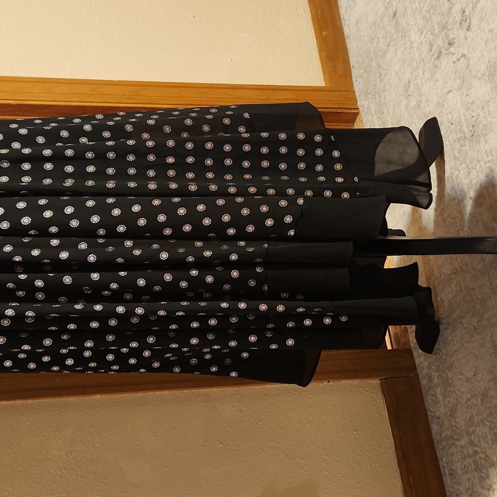 Michael Kors Sleeveless Metalic Dot Printed Fit & Flare Dress, Hankerchief Hem L - Picture 11 of 11